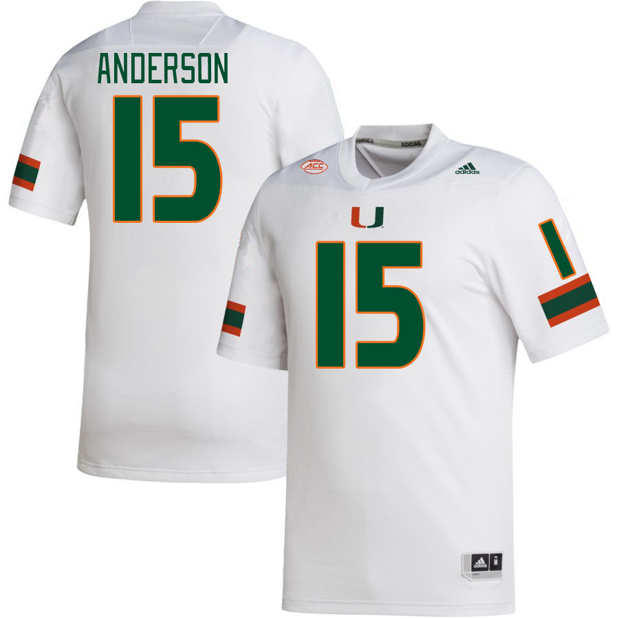 Men #15 Judd Anderson Miami Hurricanes College Football Jerseys Stitched-White